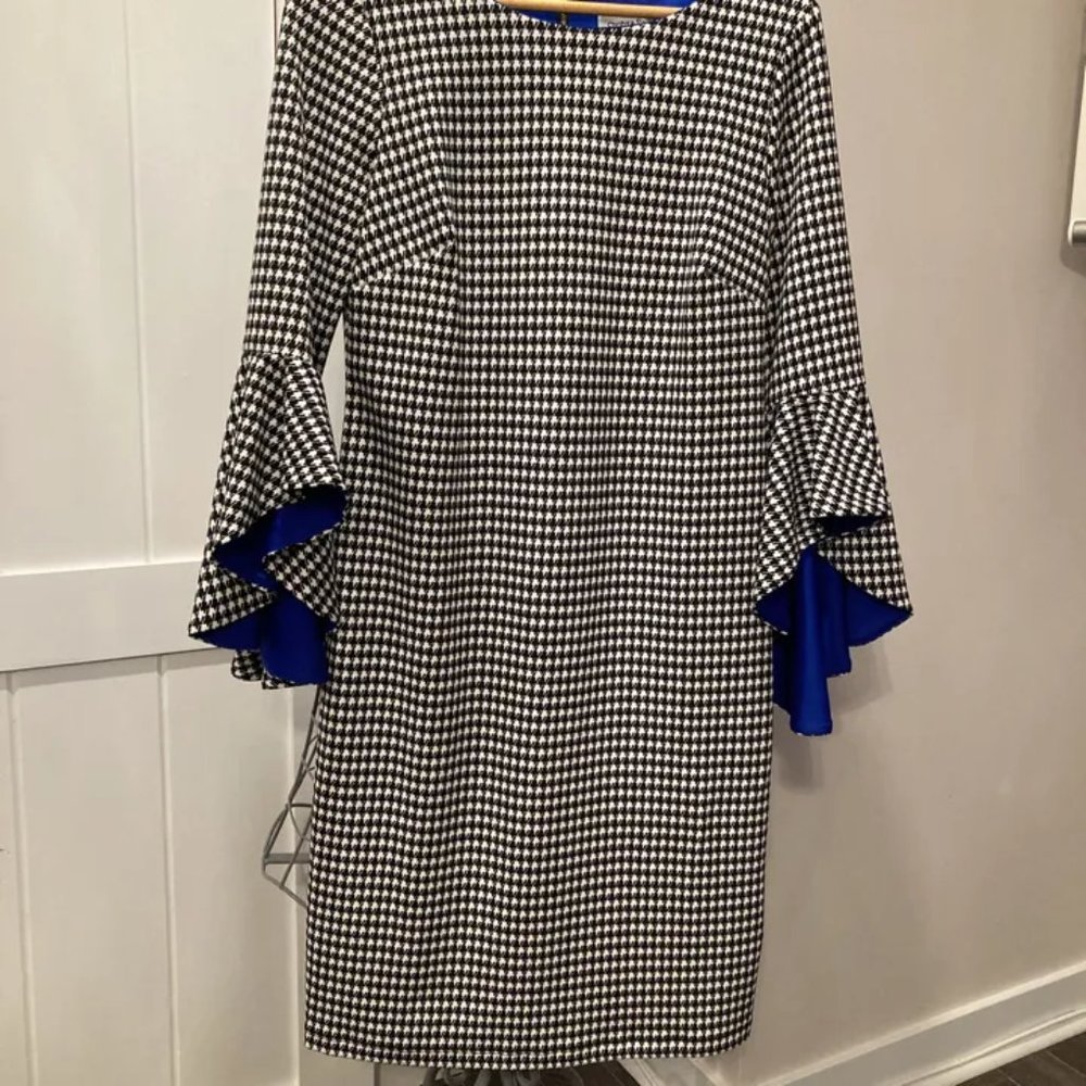 Dress houndstooth and blue